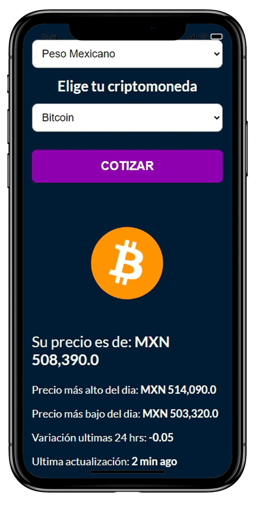 Proyecto Crypto Check en un teléfono