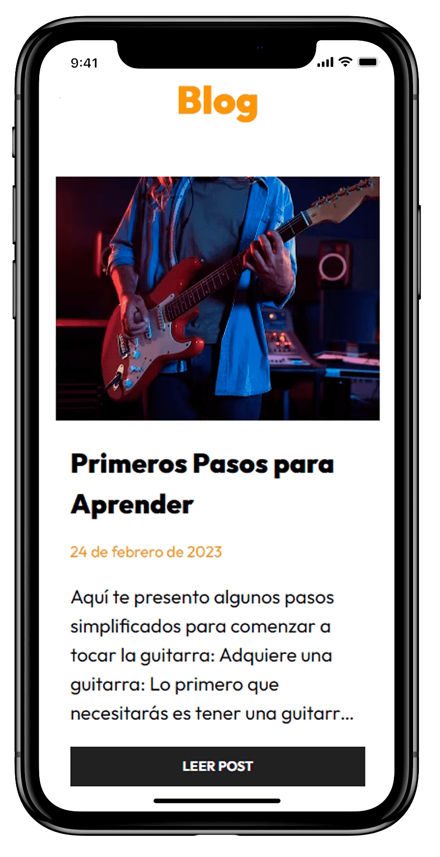 Proyecto GuitarLA-blog en un Teléfono