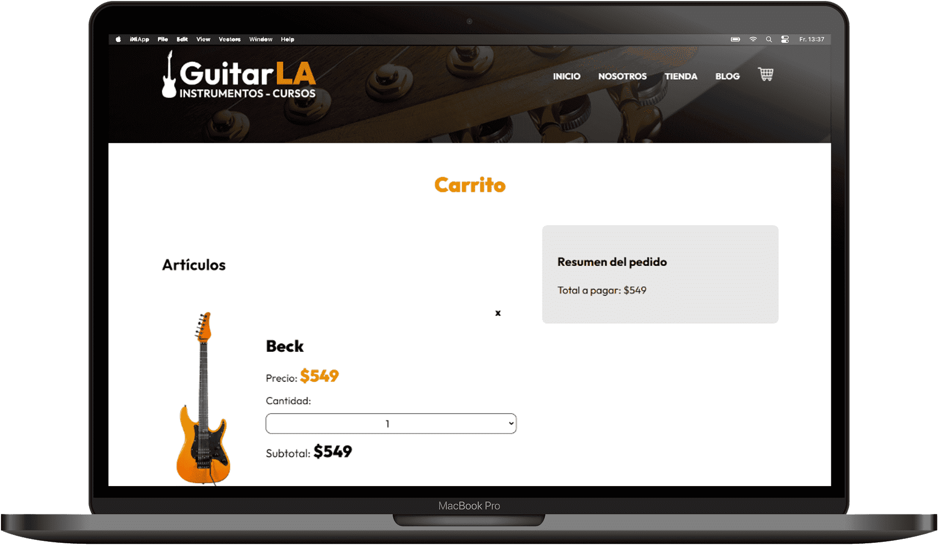 Proyecto GuitarLA-blog en una MacBook